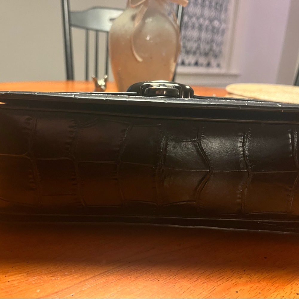 Coach Black Croc-Embossed Leather Crossbody Bag - Picture 5 of 12